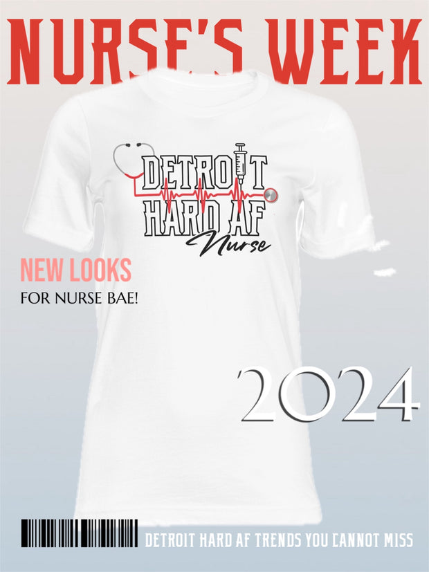 DETROIT HARD AF NURSE TEE - WhiteLake