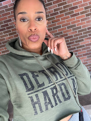 Detroit Hard AF Crop Hoodie Gold