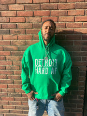 GREENfield Hoodie with WHITElake Detroit Hard AF